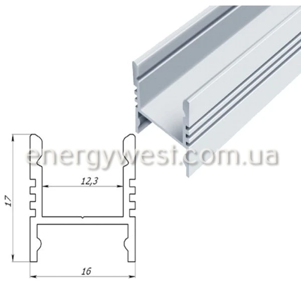 Алюмінієвий накладний профіль ЛПС17 для LED стрічок, з розсіювачем LP. (Ціна за 1 м.п.) - Фото 8