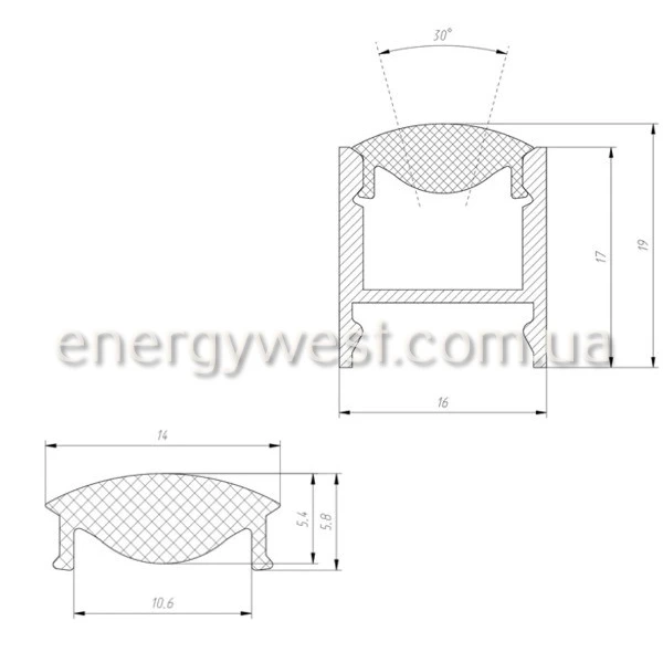Алюмінієвий накладний профіль ЛПС17 для LED стрічок, з розсіювачем LP. (Ціна за 1 м.п.) - Фото 10
