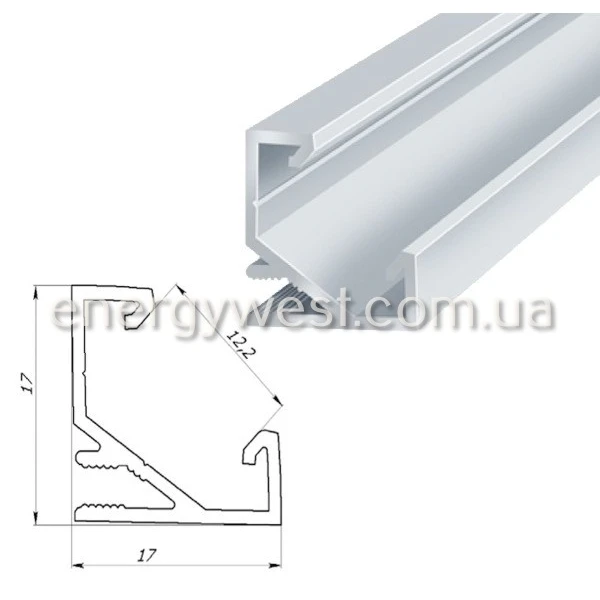 Алюмінієвий кутовий профіль ЛПУ17 для LED стрічок, з розсіювачем LP. (Ціна за 1 м.п.) - Фото 4