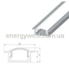 LP ЛПВ7 16*7 (мм). Врізний профіль для LED стрічок, з розсіювачем LP. (Ціна за 1 м.п.)