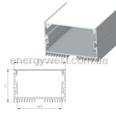 LP ЛС70 73,4*47 (мм). Широкий алюмінієвий профіль для LED стрічок, з розсіювачем, LP. (Ціна за 1 м.п.)