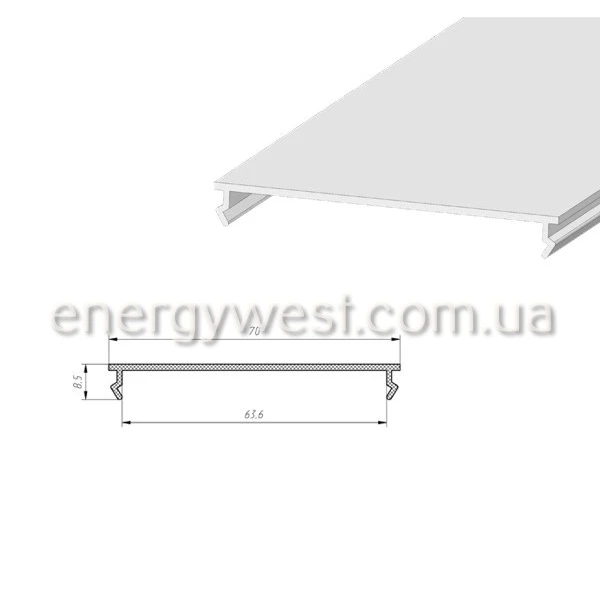 Профіль широкий алюмінієвий ЛС70 для LED стрічок, з розсіювачем, LP. (Ціна за 1 м.п.) - Фото 4