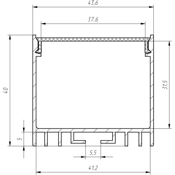 Профіль накладний широкий алюмінієвий ЛС40 для LED стрічок, з розсіювачем, LP. (Ціна за 1 м.п.) - Фото 2