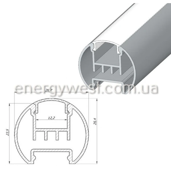 Алюмінієвий профіль ЛСК для LED стрічок, з розсіювачем LP. (Ціна за 1 м.п.) - Фото 1