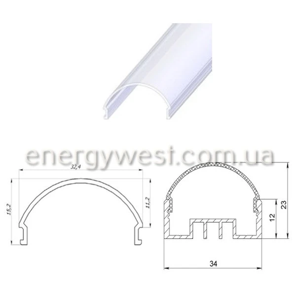 Профіль широкий алюмінієвий ЛСО для LED стрічок, з розсіювачем, LP. (Ціна за 1 м.п.) - Фото 6