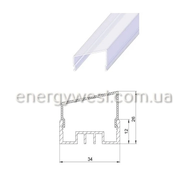Профіль широкий алюмінієвий ЛСО для LED стрічок, з розсіювачем, LP. (Ціна за 1 м.п.) - Фото 7