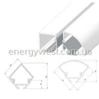 LP ЛСУ 15,3*15,3 (мм). Кутовий профіль для LED стрічок, з розсіювачем LP. (Ціна за 1 м.п.)