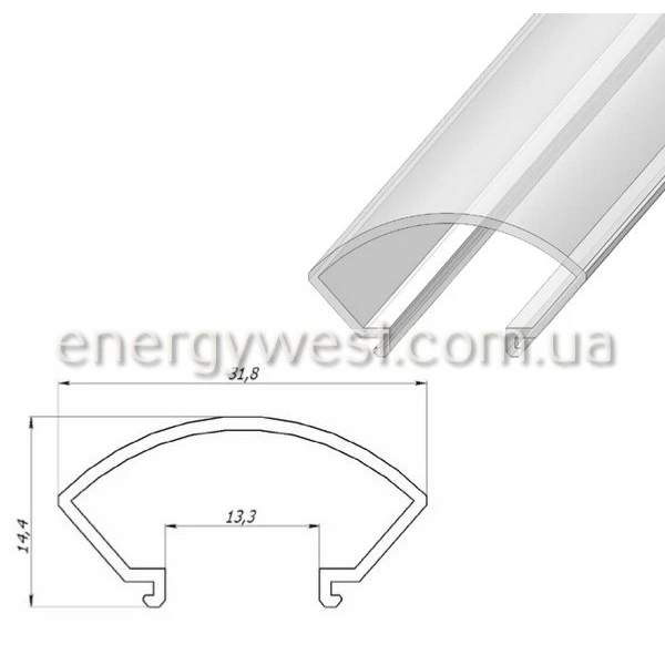 Алюмінієвий кутовий профіль ЛСУ для LED стрічок, з розсіювачем LP. (Ціна за 1 м.п.) - Фото 6