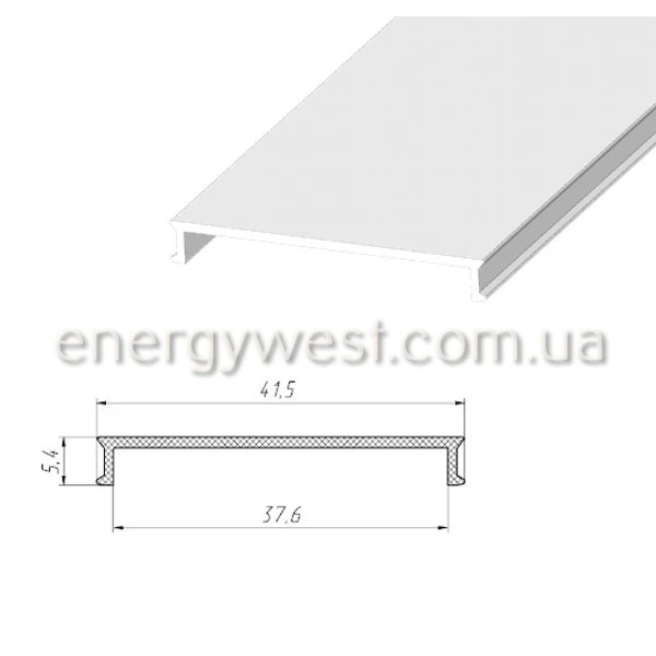 Профіль накладний широкий алюмінієвий ЛС40 для LED стрічок, з розсіювачем, LP. (Ціна за 1 м.п.) - Фото 3