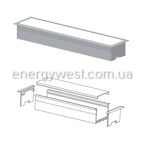 Профіль  врізний широкий алюмінієвий ЛСВ40 для LED стрічок, з розсіювачем, LP. (Ціна за 1 м.п.) - Фото 6