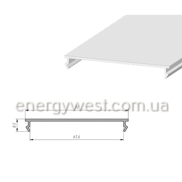 Профіль врізний широкий алюмінієвий ЛСВ70 для LED стрічок, з розсіювачем, LP. (Ціна за 1 м.п.) - Фото 5