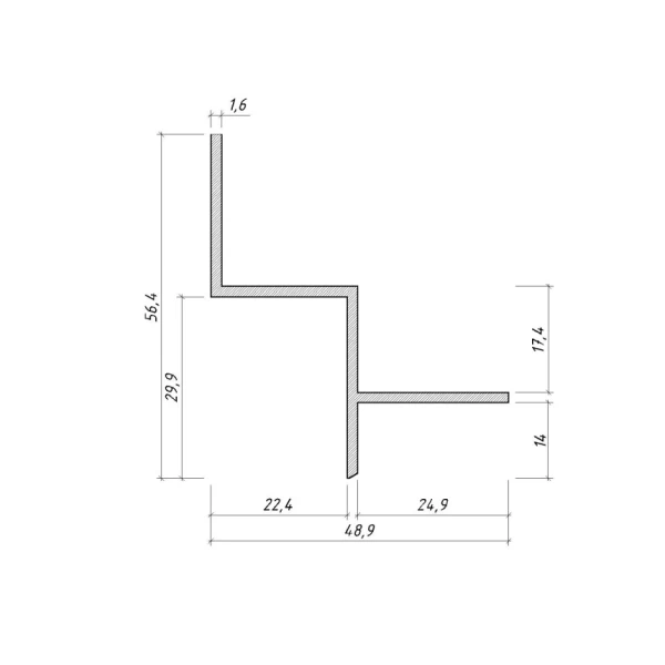 Алюмінієвий профіль тіньового шва АПТШ-20 без розсіювача білий (Ціна за 1 м.п.) - Фото 2