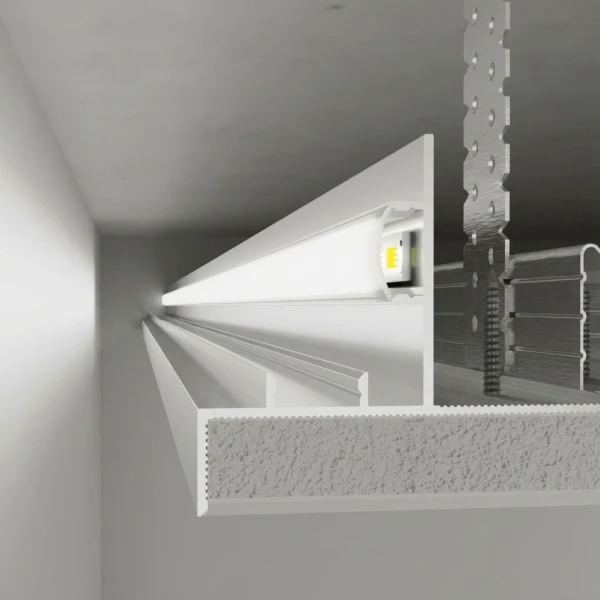 Алюмінієвий профіль тіньового шва з розсіювачем АПТШ-50 білий 3 м (Ціна за 1 м.п.) - Фото 1