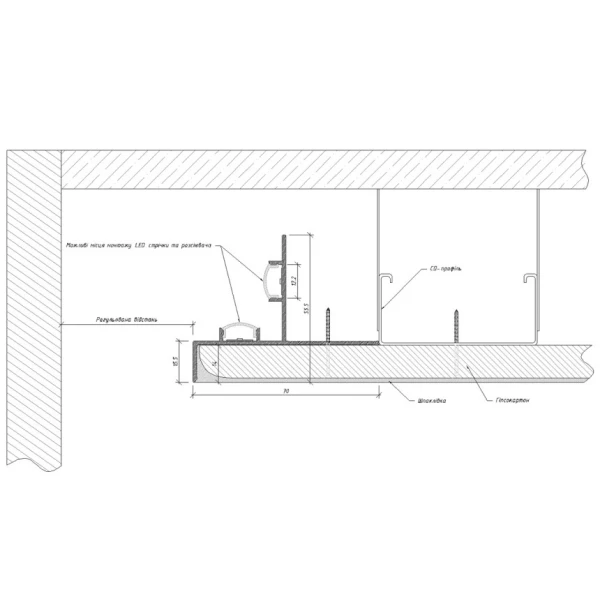Алюмінієвий профіль тіньового шва з розсіювачем АПТШ-50 білий 3 м (Ціна за 1 м.п.) - Фото 8