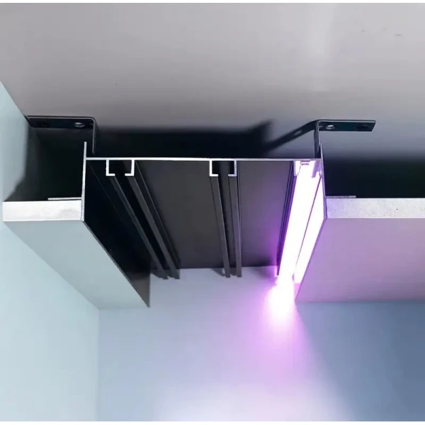 Вбудований карниз для гіпсокартону ГРАЦІЯ-2У LED ЛЮКС чорний, з розсіювачем Gracia-2u-led-lux-bl (Ціна за 1 м.п.) - Фото 15