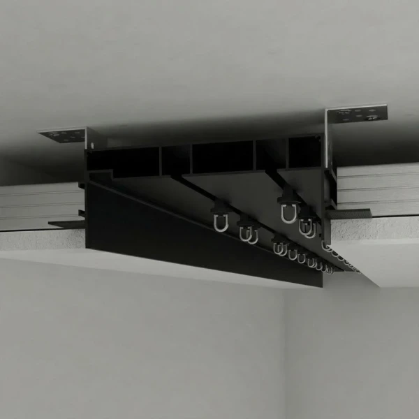 Дворядний карниз прихованого монтажу з led-підсвіткою, чорний, з розсіювачем KPM172-53-bl 172*53 (мм). (Ціна за 1 м.п.) / (Кратність замовлення: 3м) - Фото 3