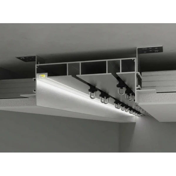 Дворядний карниз прихованого монтажу з led-підсвіткою без покриття, з розсіювачем KPM172-53-sl 172*53 (мм). (Ціна за 1 м.п.) / (Кратність замовлення: 3м) - Фото 1