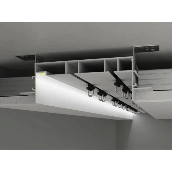 Дворядний карниз прихованого монтажу з led-підсвіткою, білий, з розсіювачем KPM172-53-wt 172*53 (мм). (Ціна за 1 м.п.) / (Кратність замовлення: 3м) - Фото 1