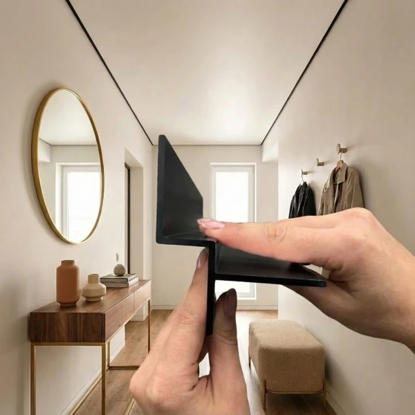 Алюмінієвий профіль тіньового шва без розсіювача чорний АПТШ-10 без розсіювача АПТШ-10 38,9*46,4 (мм) (Ціна за 1 м.п.) - Фото 4