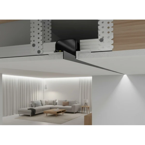 Алюмінієвий профіль тіньового шва без розсіювача РПТШ 22,5*37 чорний 3 м (Ціна за 1 м.п.) - Фото 5