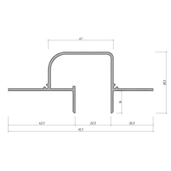 Алюмінієвий профіль тіньового шва без розсіювача РПТШ 22,5*37 білий 3 м (Ціна за 1 м.п.) - Фото 2