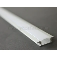 Врізний профіль П1 18*9 (мм) для LED стрічок алюмінієвий ,з матовим розсіювачем. (Ціна за 1 м.п.)