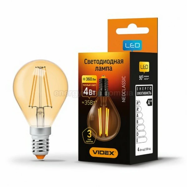 Світлодіодна лампа G45FA 4W E27 4100K Videx - Фото 2