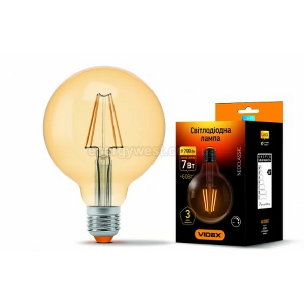 Світлодіодна лампа регулююча G95FAD 7W E27 2200K Videx - Фото 2