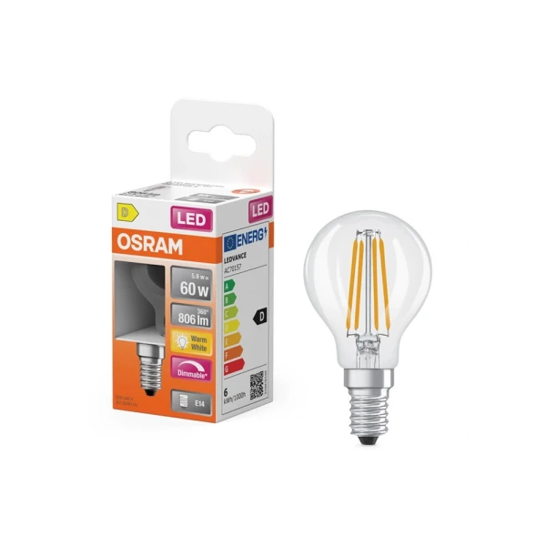 Світлодіодна лампочка Osram LED E14 DIM A45 5.9Вт 2700К 4058075447875 - Фото 3