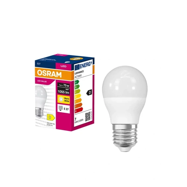 Світлодіодна лампочка Osram LED E27 7Вт 3000К 4099854546761 - Фото 3