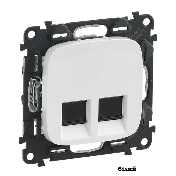 Розетка комп'ютерна, інформаційна два виходи RJ45 кат.6 UTP Valena Allure Legrand - Фото 2