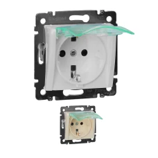 Розетка із заземленням і захисними шторками з відкидною кришкою Valena Classic Legrand