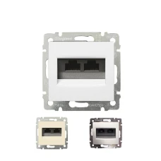 Розетка інформаційна, два виходи RJ45 кат. 6 UTP Valena Classic Legrand