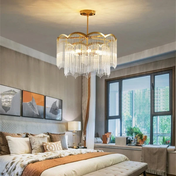 Кришталева люстра Line.F MJ 186 AB E14 латунний 3231_6500 - Фото 8