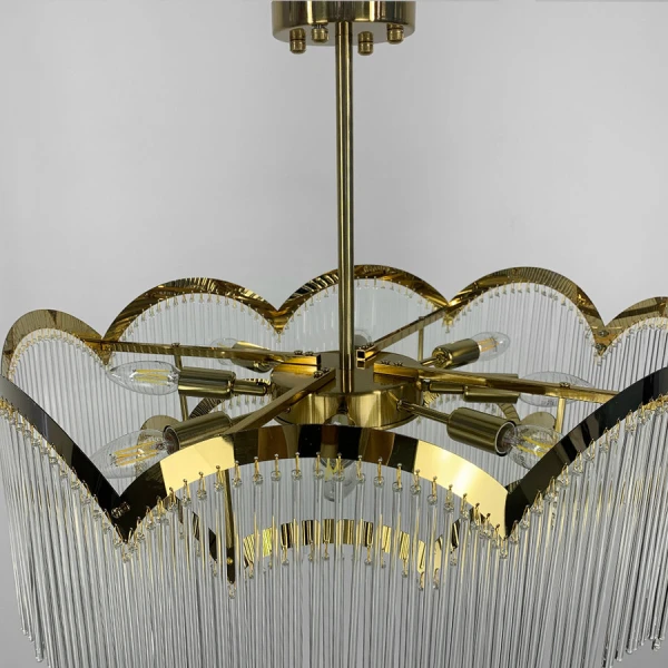 Кришталева люстра Line.F MJ 186 AB E14 латунний 3231_6500 - Фото 3