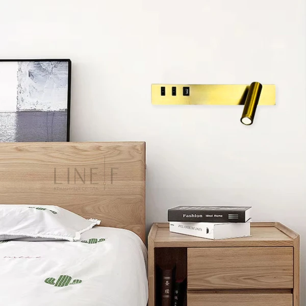 Бра спрямованого світла Line.F WJ 028/2 8Вт 4000K латунний 4068_7435 - Фото 1