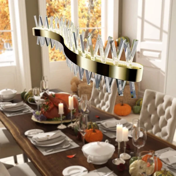 Видовжена люстра Line.F 7006 30Вт 4000K латунний 2028_3135 - Фото 7