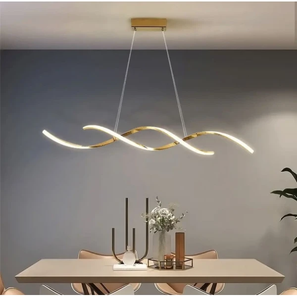 Видовжена люстра Line.F H 18 56Вт 3000–4500–6000K золотий 2499_5524 - Фото 1