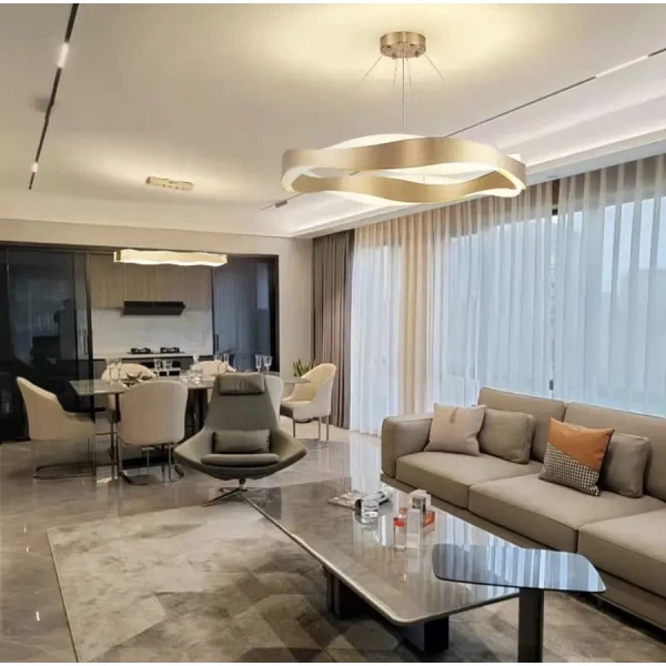 Світлодіодна люстра Line.F J 220 66Вт 3000–4500–6000K латунний 943_1402 - Фото 2