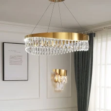 Line.F MD 9132 50Вт 4000K латунний 1997_3085. Люстра кришталева