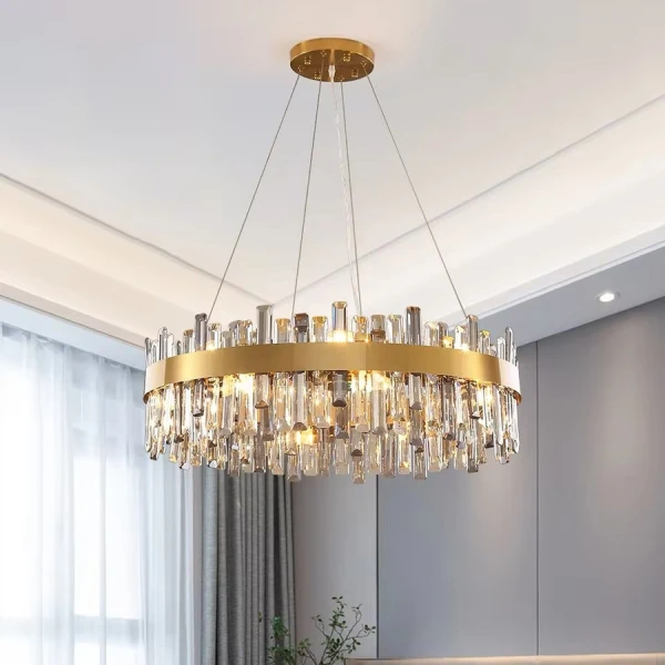 Кришталева люстра Line.F MJ 210 115Вт 3000–4500–6000K латунний 4283_7651 - Фото 5