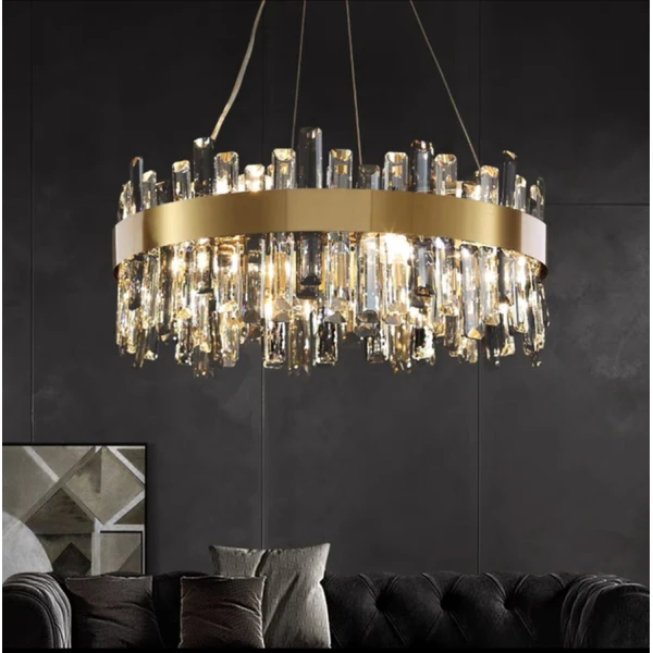 Кришталева люстра Line.F MJ 210 115Вт 3000–4500–6000K латунний 4283_7651 - Фото 1