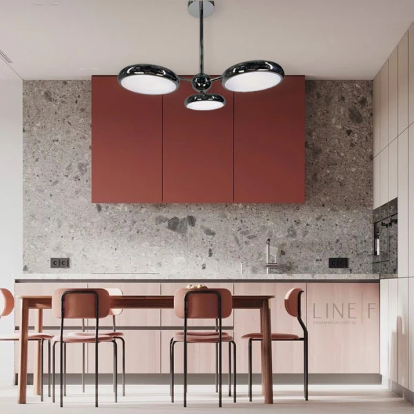 Підвісна люстра Line.F S 011 22Вт 3000–4500–6000K сірий (хром) 2594_5672 - Фото 1