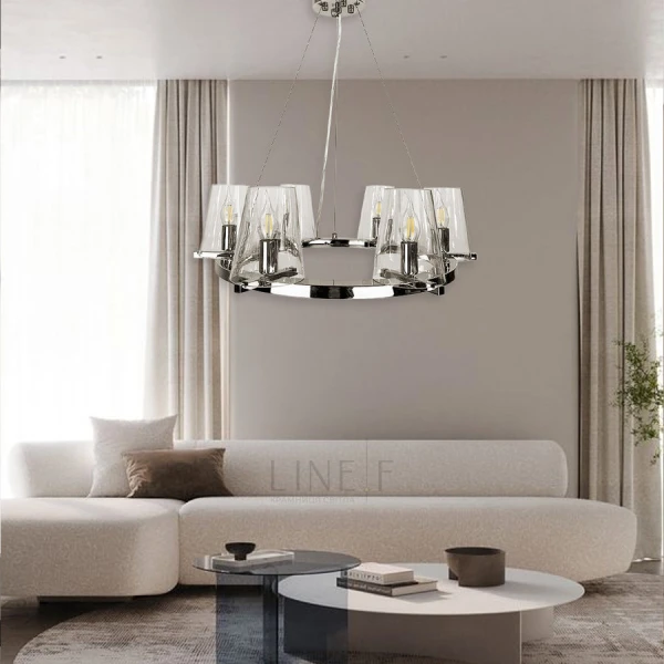 Люстра свічка Line.F MJ 106 E14 сірий (хром) 3063_6274 - Фото 8