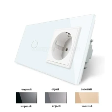 Вимикач сенсорний з розеткою VL-C701/C7C1EU Livolo (колір: білий, чорний, золотий, сірий)