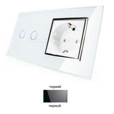 Вимикач сенсорний на 2 канали з розеткою VL-C702 / C7C1EU Livolo (колір: білий-хром, чорний-хром)