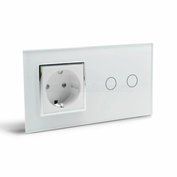 Вимикач сенсорний на 2 канали з розеткою VL-C702 / C7C1EU Livolo (колір: білий-хром, чорний-хром) - Фото 4