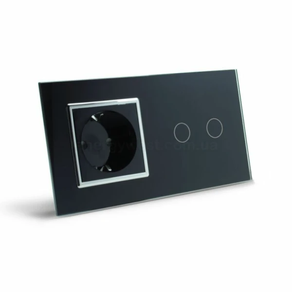 Вимикач сенсорний на 2 канали з розеткою VL-C702 / C7C1EU Livolo (колір: білий-хром, чорний-хром) - Фото 7