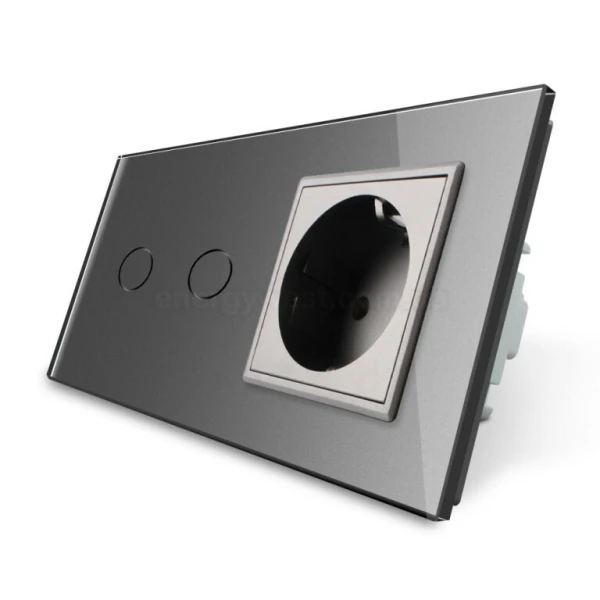 Вимикач сенсорний на 2 канали з розеткою VL-C702 / C7C1EU Livolo (колір: білий-хром, чорний-хром) - Фото 10