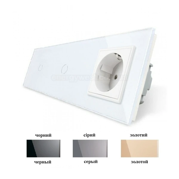 Сенсорний димер на 2 канали з розеткою VL-C702D/C7C1EU Livolo - Фото 1